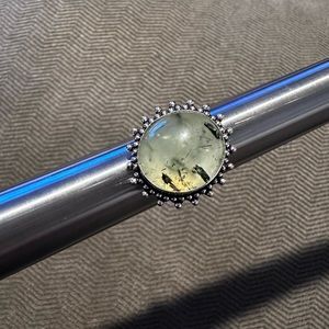 Prehnite Sterling Silver overlay ring